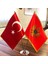 Katar-Türkiye Masa Bayrağı Krom Direkli Ikili Bayrak 1