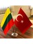 Litvanya-Türkiye Masa Bayrağı Krom Direkli Ikili Bayrak 1