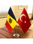 Moldova-Türkiye Masa Bayrağı Krom Direkli Ikili Bayrak 1