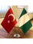 Nijerya-Türkiye Masa Bayrağı Krom Direkli Ikili Bayrak 1