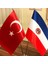 Paraguay-Türkiye Masa Bayrağı Krom Direkli Ikili Bayrak 2