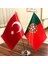 Portekiz-Türkiye Masa Bayrağı Krom Direkli Ikili Bayrak 1