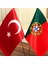 Portekiz-Türkiye Masa Bayrağı Krom Direkli Ikili Bayrak 2