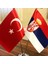 Sırbistan-Türkiye Masa Bayrağı Krom Direkli Ikili Bayrak 2