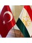 Tacikistan-Türkiye Masa Bayrağı Krom Direkli Ikili Bayrak 2