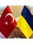 Ukrayna-Türkiye Masa Bayrağı Krom Direkli Ikili Bayrak 2
