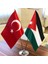 Ürdün-Türkiye Masa Bayrağı Krom Direkli Ikili Bayrak 1