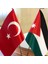 Ürdün-Türkiye Masa Bayrağı Krom Direkli Ikili Bayrak 2