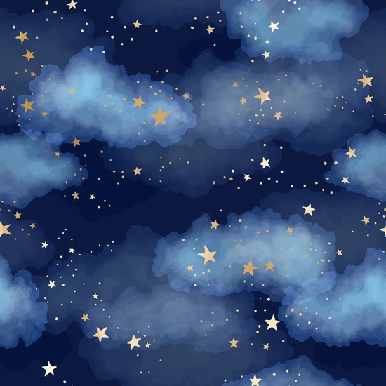 Moda Duvar Gece Gökyüzü Yıldızlar ve Bulutlar Vinil Duvar Kağıdı Tutkal Hediyeli
