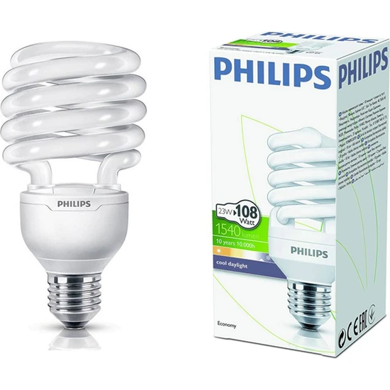 Philips 5 Adet Philips 23W (108W) Tasarruflu Ampul Lamba Beyaz Işık E27 1540 Lümen