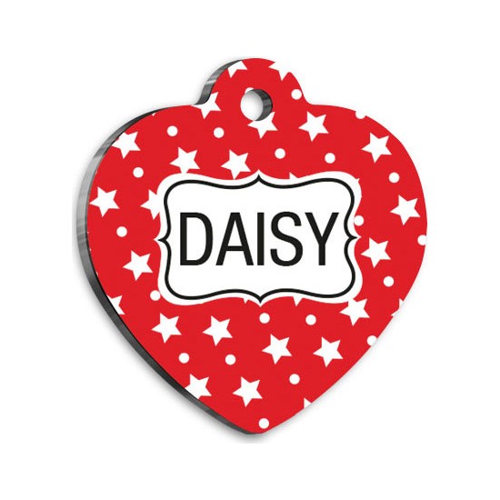 Pet Tag Art Kırmızı Yıldızlı Kalp Kedi Köpek Künyesi
