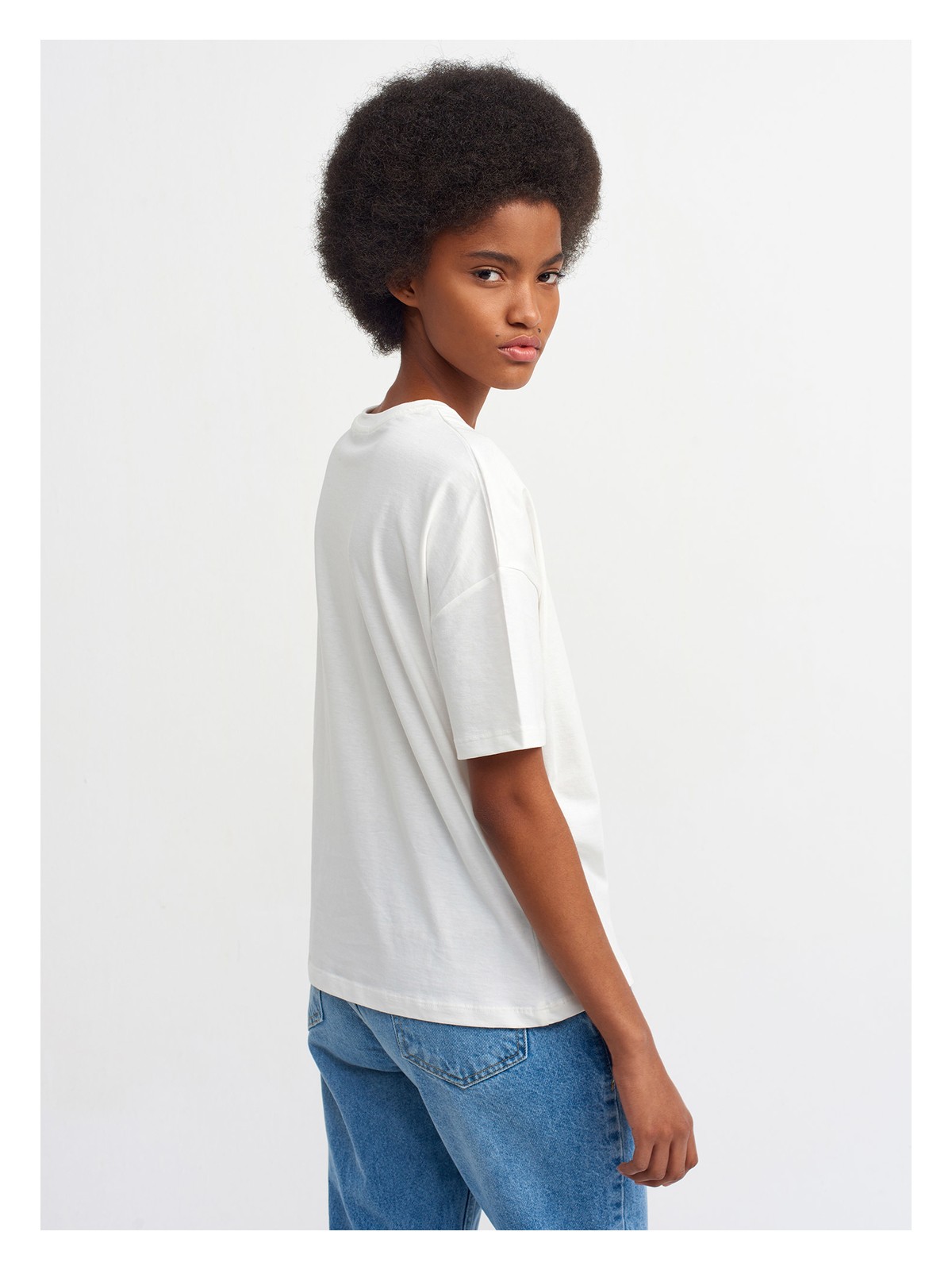 Dilvin 3683 Basic T-Shirt-Beyaz - Görsel 9