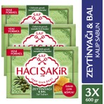 Hacı Şakir Zeytinyağı & Bal Saf Kalıp Sabun 4x150 gr x 3 Adet