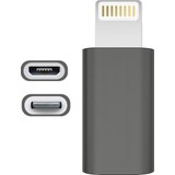 Intac Lightning To Micro USB Kısa Dönüştürücü Metal Gövde Siyah