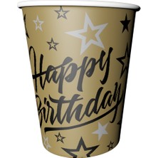 Event Party Store Bardak Golden Stars Happy Birthday 8'li