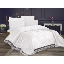 Çeyiz Diyarı Fransız Dantelli Kure Yatak Örtüsü Krem