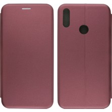 Nettech Huawei Y7 2019 Uyumlu Lüx Seri Kapaklı Kılıf Mürdüm