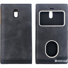 Nettech Nokia 3 Uyumlu Pencereli Kapaklı Kılıf Siyah