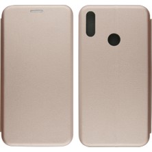 Nettech Huawei Y7 2019 Uyumlu Lüx Seri Kapaklı Kılıf Rose Gold