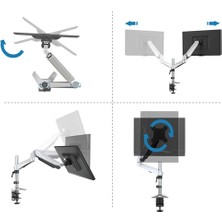 Dıgıtus Gaz Yaylı ve Masa Bağlantılı Tekli Masaüstü Monitör Tutucusu