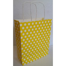 Event Party Store Kraft Kağıt Çanta Sarı Puanlı 18CM x 24CM - 1 Adet