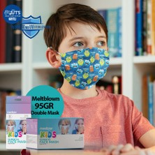 Medizer Sevimli Bakteriler Desenli 3 Katlı Meltblown Kumaş Ultrasonik Cerrahi Çocuk Maskesi - Burun Telli