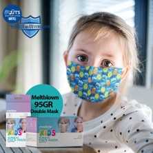 Medizer Sevimli Bakteriler Desenli 3 Katlı Meltblown Kumaş Ultrasonik Cerrahi Çocuk Maskesi - Burun Telli