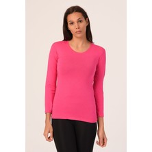 Disentis Modest Yuvarlak Yaka Uzun Kollu Viskon Fuşya Body