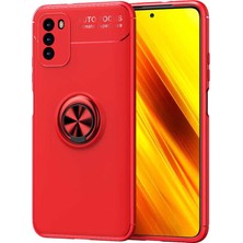Caseart Xiaomi Redmi 9t Kılıf Renkli Yüzüklü Manyetik Silikon Kapak Kırmızı - Kırmızı