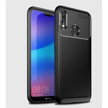 Caseart Huawei Y7 Prime 2019 Karbon Tasarımlı Kapak - Siyah