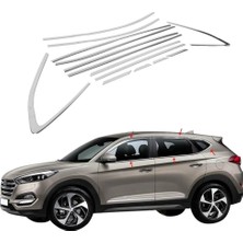 Araba Alışveriş Hyundai Tucson 2016 Sportif Tam Tur Metal Krom Cam Çıta Seti