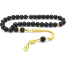 Gül Endam 925 Ayar Gümüş Püsküllü Küre Kesim Ayyıldız Motifli Oniks Doğaltaş Tesbih