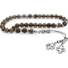 Gül Endam Kararmaz Metal Püsküllü Küre Kesim Kuvars Doğaltaş Tesbih