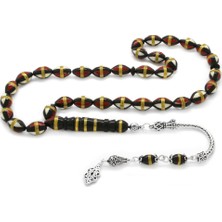 Gül Endam 925 Ayar Gümüş Püsküllü Mine Dolgulu Pirinç Sarmal Arpa Kesim Kuka Tesbih