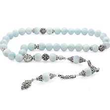 Gül Endam Kolleksiyonluk 925 Ayar Gümüş Püsküllü Larimar Doğaltaş Tesbih