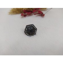 Hd Marketim Kadın Yüzük Otantik Eskitme Tasarım Taşlı Füme Yüzük