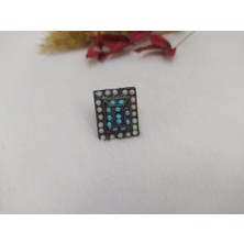 Hd Marketim Kadın Yüzük Otantik Eskitme Tasarım Taşlı Füme Yüzük