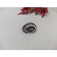 Hd Marketim Kadın Yüzük Otantik Swaroski Taşlı Gri Renk Yüzük