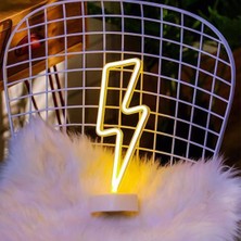 Zemtigo Dekoratif Neon Işıklı Sarı Şimşek LED Masa ve Gece Lambası