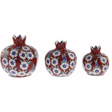 Otantik Çini 3 Lü Kombin Kırmızı Zemin Hayat Ağacı Dekorlu Dekoratif Nar Takımı