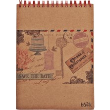 Hediyekanalı Save The Date Spiralli Kraft Kapaklı Çizgili Defter