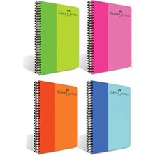 Faber-Castell 1 adet Bicolor Spiralli Plastik Kapak Defter 80 Yaprak Kareli 5075000128