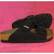 Aysim Kadın Terlik Çift Toka Siyah Birkenstock Model