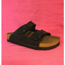 Aysim Kadın Terlik Çift Toka Siyah Birkenstock Model