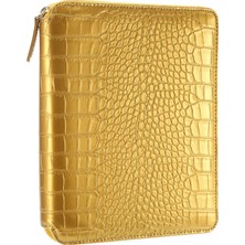 Victoria's Journals Croco Zipper Folder Defter Çizgili Altın