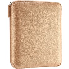 Victoria's Journals Buffalo Zipper Folder Defter Çizgili Sedefli Altın
