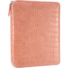 Victoria's Journals Croco Zipper Folder Defter Noktalı Pembe