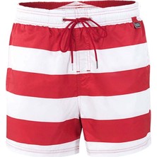 Blackspade Erkek Çizgili Kırmızı Deniz Şort Mayo