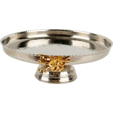 Bakır Ayaklı Pasta Servis Antep İşi  El İşi Özel Ürün 26cm