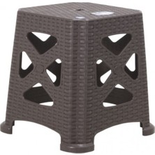 Mandella Sağlam Plastik Elit Rattan Küçük Tabure 6 Adet